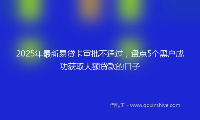 2025年最新易贷卡审批不通过，盘点5个黑户成功获取大额贷款的口子