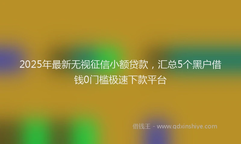 2025年最新无视征信小额贷款，汇总5个黑户借钱0门槛极速下款平台