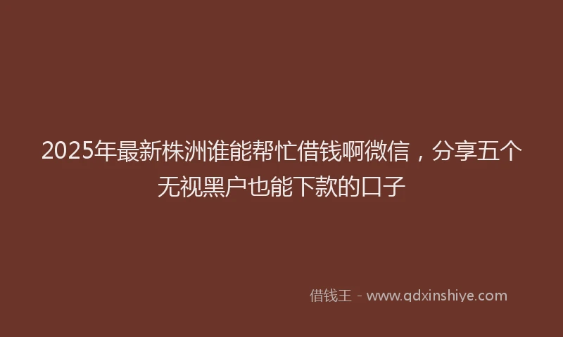 2025年最新株洲谁能帮忙借钱啊微信，分享五个无视黑户也能下款的口子