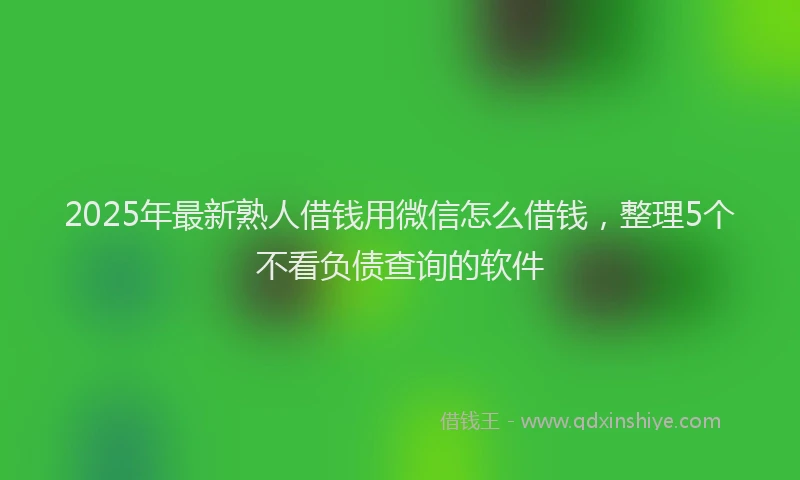 2025年最新熟人借钱用微信怎么借钱，整理5个不看负债查询的软件