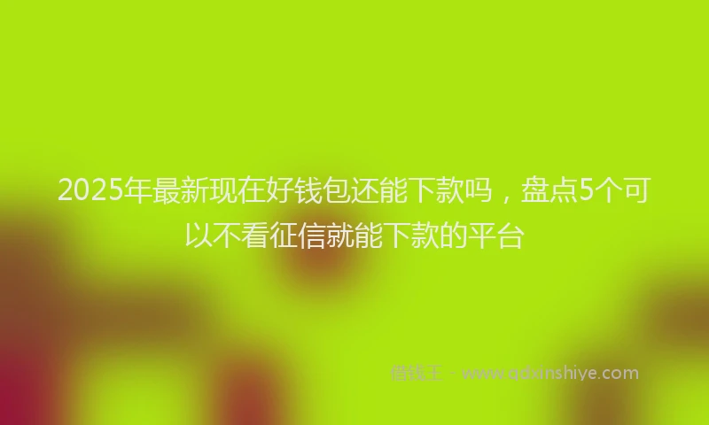 2025年最新现在好钱包还能下款吗，盘点5个可以不看征信就能下款的平台