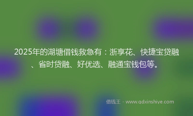 2025年的湖塘借钱救急有：浙享花、快捷宝贷融、省时贷融、好优选、融通宝钱包等。