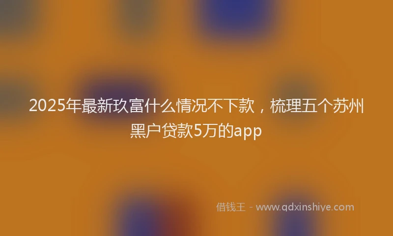 2025年最新玖富什么情况不下款，梳理五个苏州黑户贷款5万的app