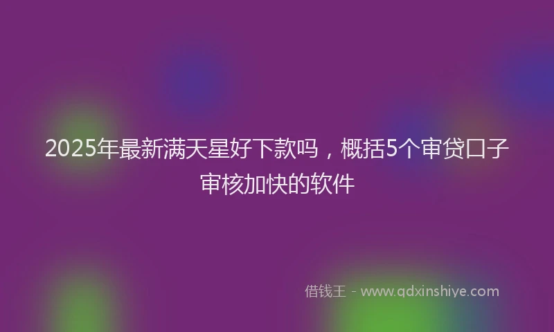 2025年最新满天星好下款吗，概括5个审贷口子审核加快的软件