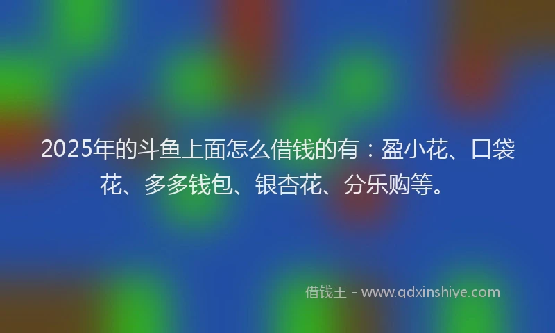 2025年的斗鱼上面怎么借钱的有：盈小花、口袋花、多多钱包、银杏花、分乐购等。