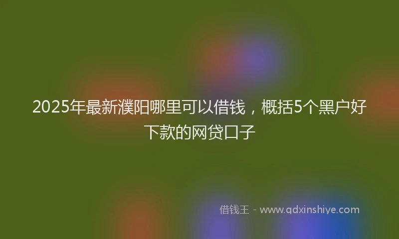 2025年最新濮阳哪里可以借钱，概括5个黑户好下款的网贷口子