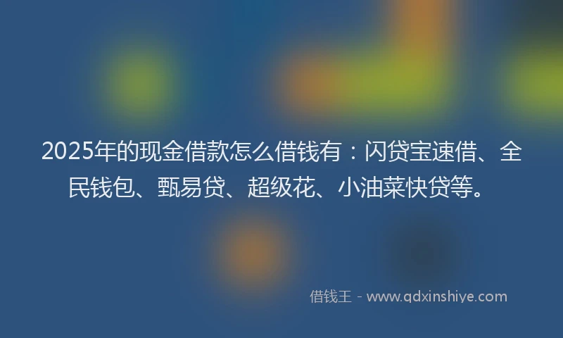 2025年的现金借款怎么借钱有：闪贷宝速借、全民钱包、甄易贷、超级花、小油菜快贷等。