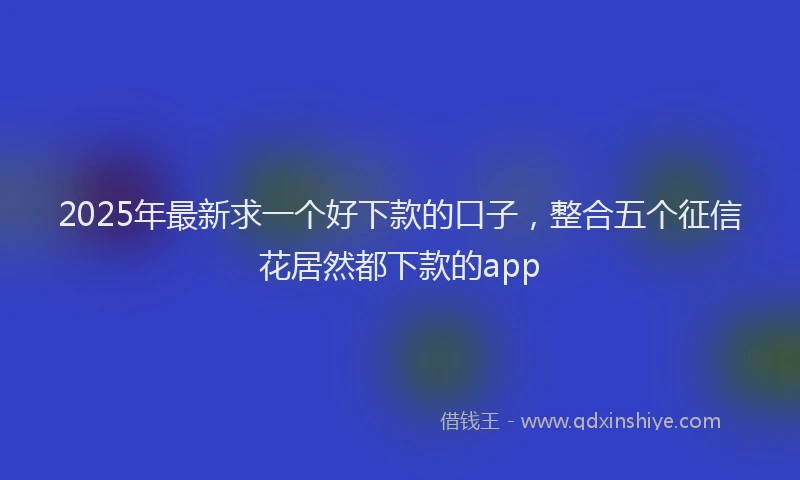 2025年最新求一个好下款的口子，整合五个征信花居然都下款的app