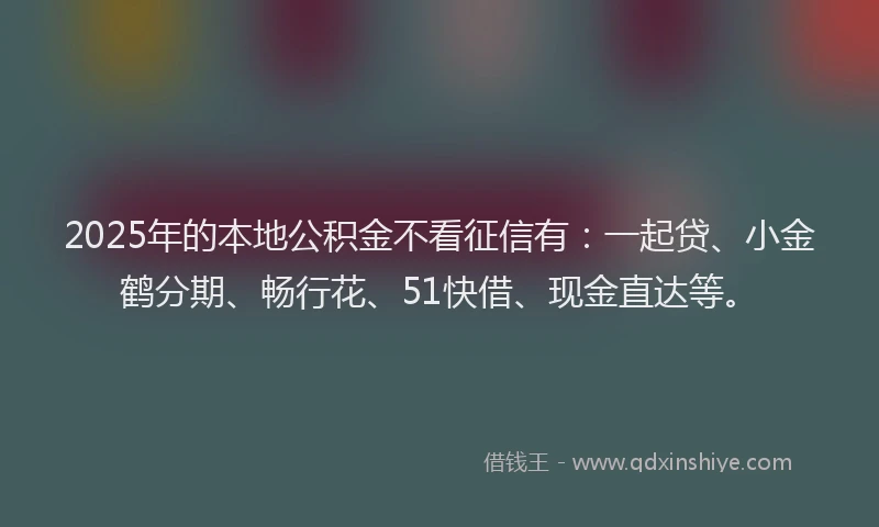 2025年的本地公积金不看征信有：一起贷、小金鹤分期、畅行花、51快借、现金直达等。