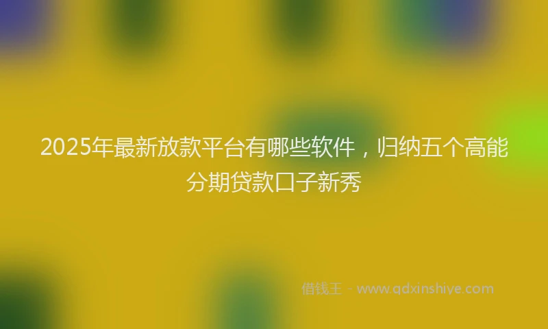 2025年最新放款平台有哪些软件，归纳五个高能分期贷款口子新秀