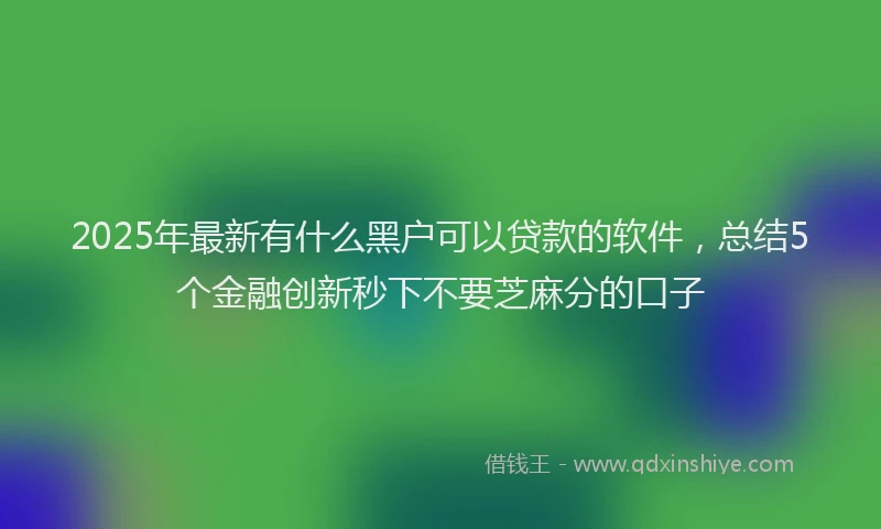 2025年最新有什么黑户可以贷款的软件，总结5个金融创新秒下不要芝麻分的口子