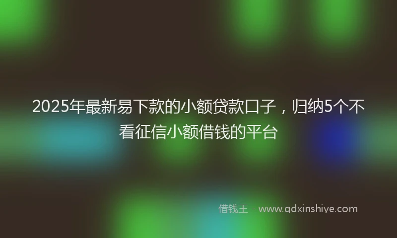 2025年最新易下款的小额贷款口子，归纳5个不看征信小额借钱的平台