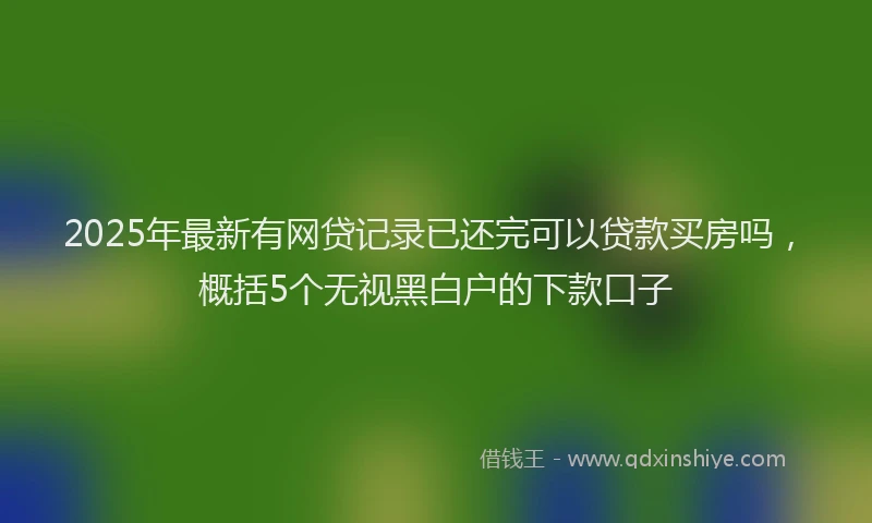 2025年最新有网贷记录已还完可以贷款买房吗，概括5个无视黑白户的下款口子