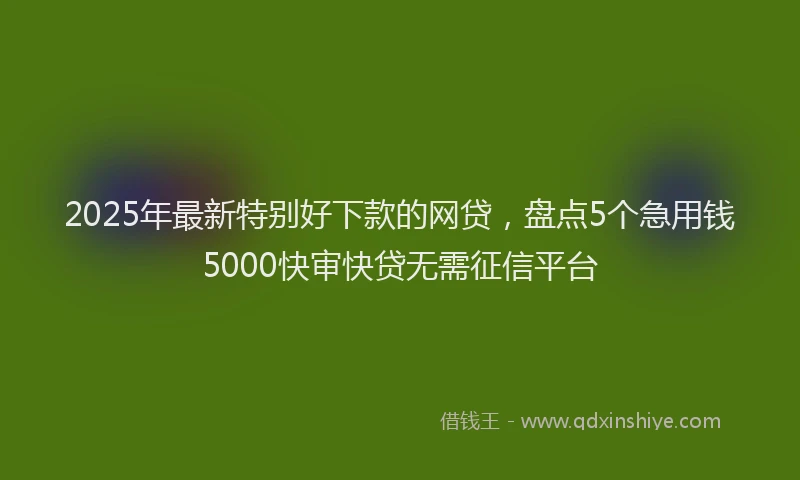 2025年最新特别好下款的网贷，盘点5个急用钱5000快审快贷无需征信平台
