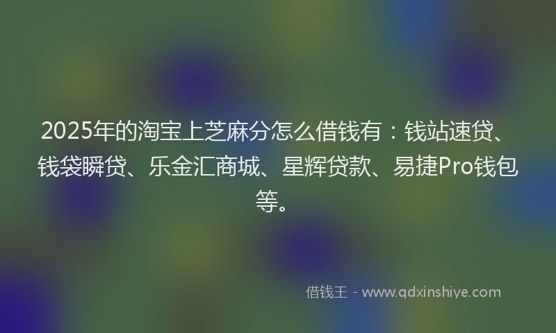 2025年的淘宝上芝麻分怎么借钱有：钱站速贷、钱袋瞬贷、乐金汇商城、星辉贷款、易捷Pro钱包等。