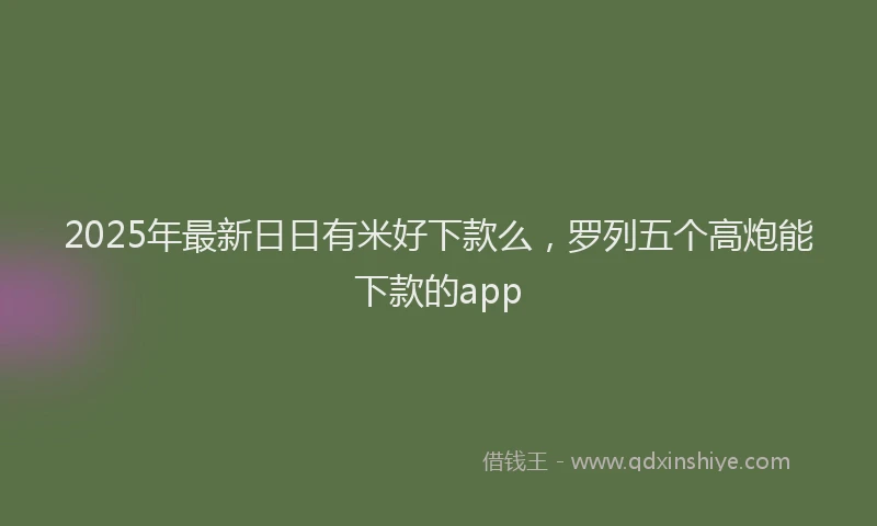 2025年最新日日有米好下款么，罗列五个高炮能下款的app