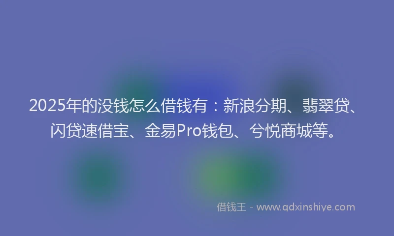 2025年的没钱怎么借钱有：新浪分期、翡翠贷、闪贷速借宝、金易Pro钱包、兮悦商城等。