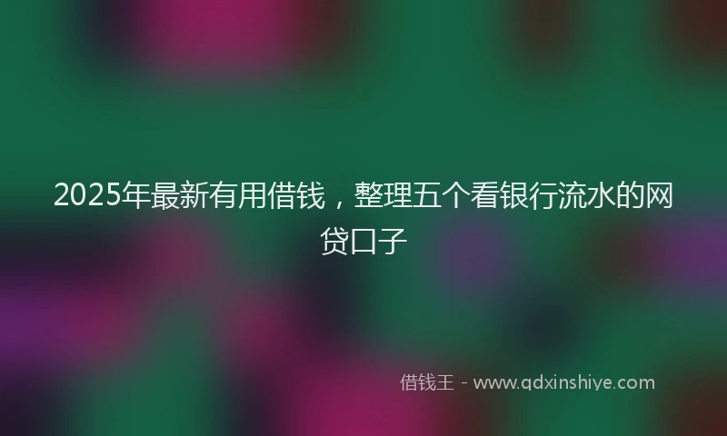 2025年最新有用借钱，整理五个看银行流水的网贷口子