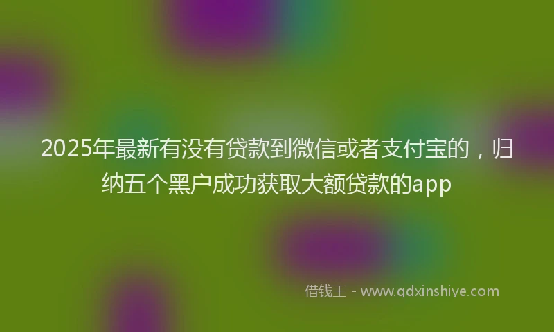 2025年最新有没有贷款到微信或者支付宝的，归纳五个黑户成功获取大额贷款的app