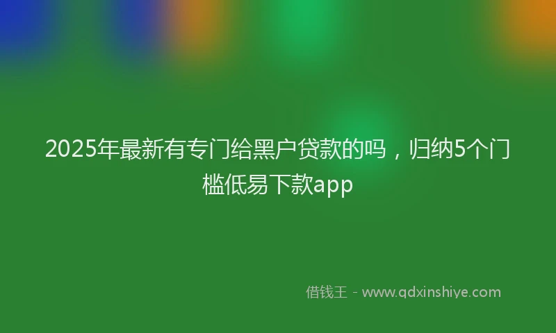 2025年最新有专门给黑户贷款的吗，归纳5个门槛低易下款app