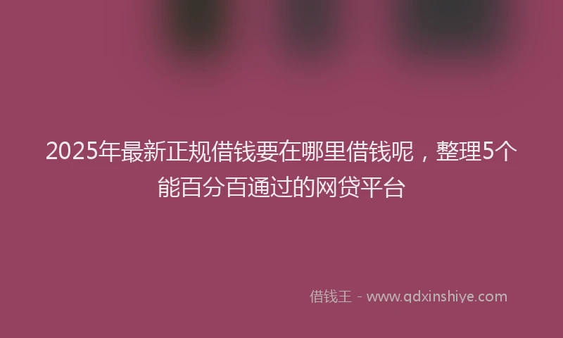 2025年最新正规借钱要在哪里借钱呢，整理5个能百分百通过的网贷平台