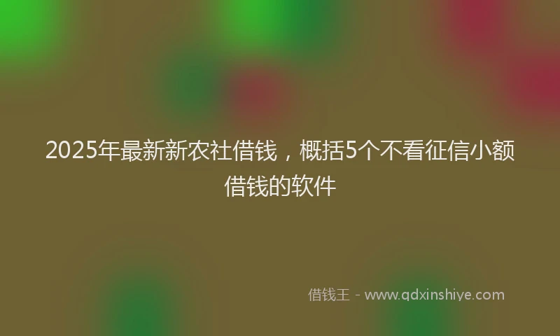 2025年最新新农社借钱，概括5个不看征信小额借钱的软件