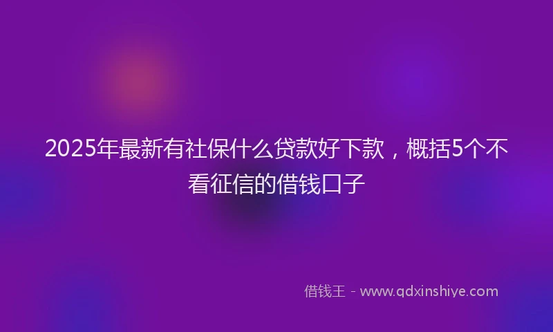 2025年最新有社保什么贷款好下款，概括5个不看征信的借钱口子