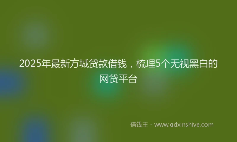 2025年最新方城贷款借钱，梳理5个无视黑白的网贷平台