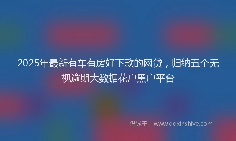 2025年最新有车有房好下款的网贷，归纳五个无视逾期大数据花户黑户平台