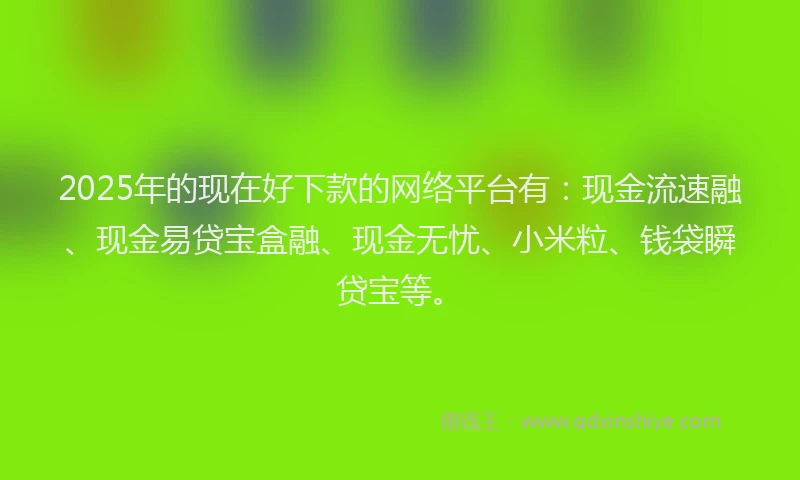 2025年的现在好下款的网络平台有：现金流速融、现金易贷宝盒融、现金无忧、小米粒、钱袋瞬贷宝等。