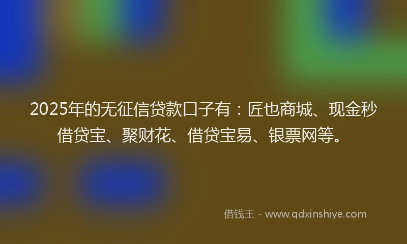 2025年的无征信贷款口子有：匠也商城、现金秒借贷宝、聚财花、借贷宝易、银票网等。