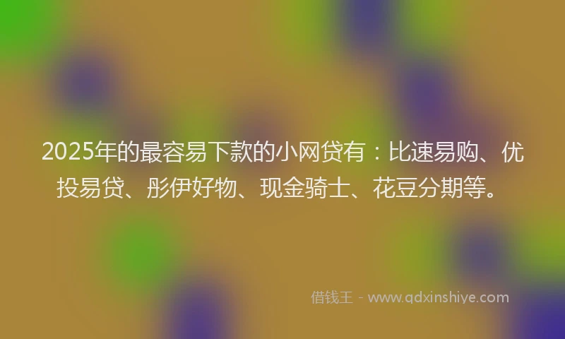 2025年的最容易下款的小网贷有：比速易购、优投易贷、彤伊好物、现金骑士、花豆分期等。