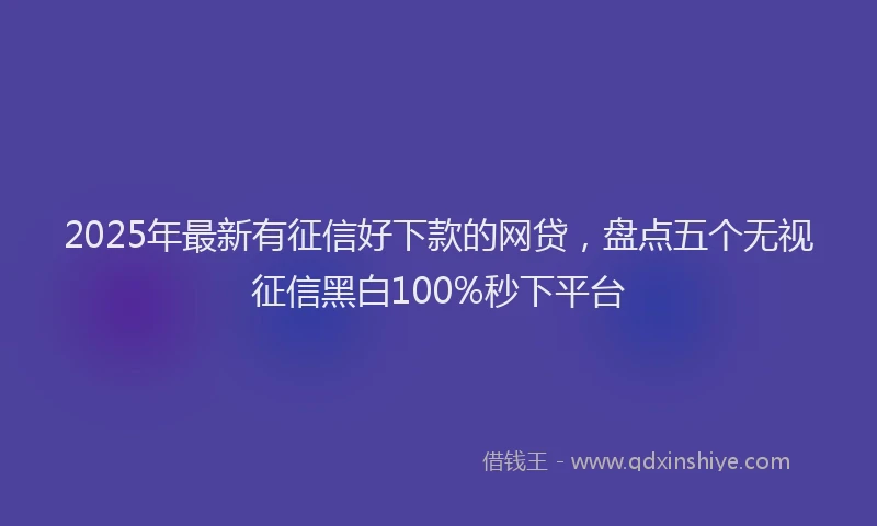 2025年最新有征信好下款的网贷，盘点五个无视征信黑白100%秒下平台
