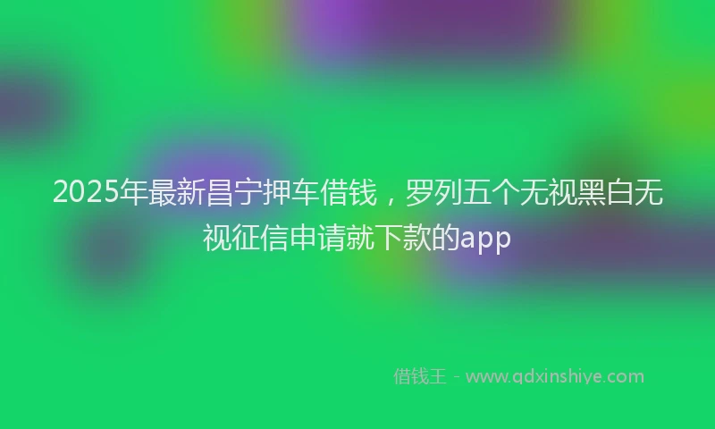 2025年最新昌宁押车借钱，罗列五个无视黑白无视征信申请就下款的app