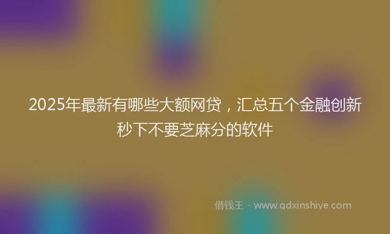 2025年最新有哪些大额网贷，汇总五个金融创新秒下不要芝麻分的软件