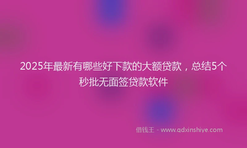 2025年最新有哪些好下款的大额贷款，总结5个秒批无面签贷款软件