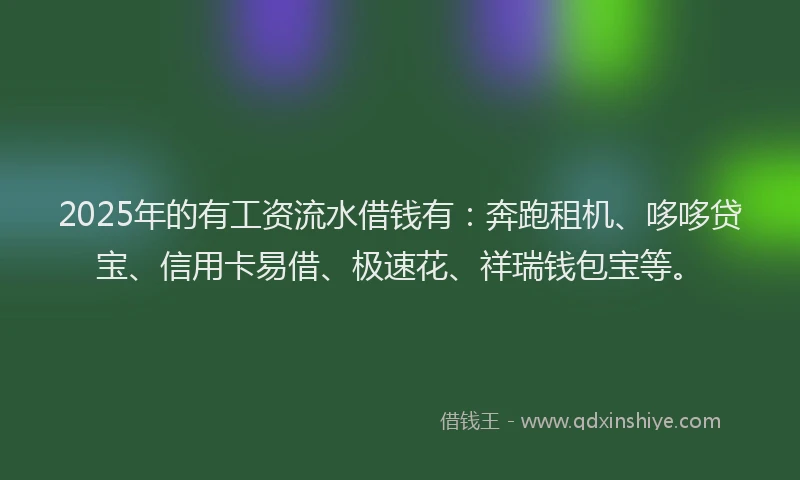 2025年的有工资流水借钱有：奔跑租机、哆哆贷宝、信用卡易借、极速花、祥瑞钱包宝等。