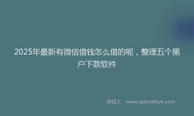 2025年最新有微信借钱怎么借的呢，整理五个黑户下款软件