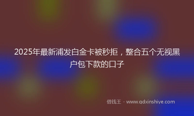 2025年最新浦发白金卡被秒拒，整合五个无视黑户包下款的口子