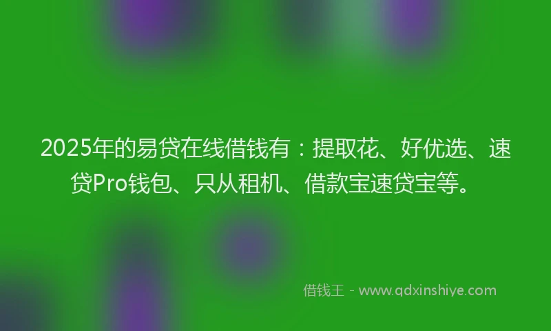 2025年的易贷在线借钱有：提取花、好优选、速贷Pro钱包、只从租机、借款宝速贷宝等。
