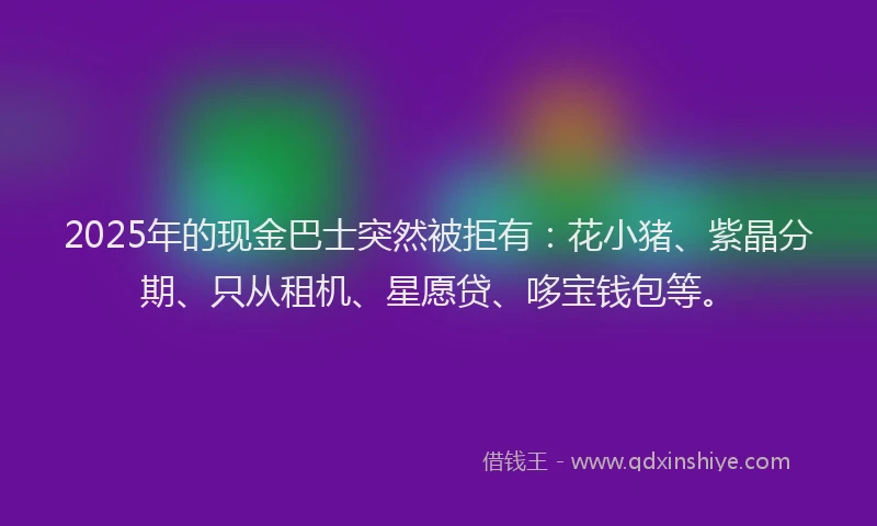 2025年的现金巴士突然被拒有：花小猪、紫晶分期、只从租机、星愿贷、哆宝钱包等。