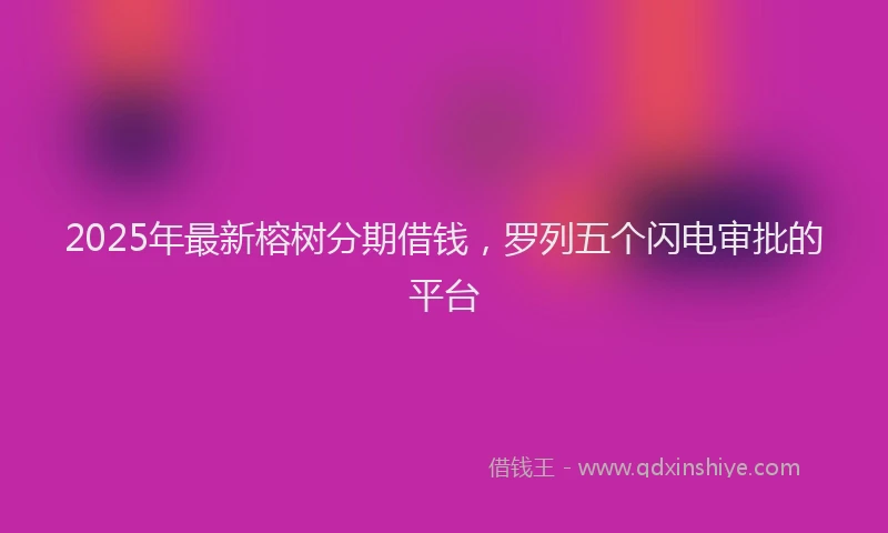 2025年最新榕树分期借钱，罗列五个闪电审批的平台