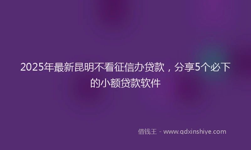 2025年最新昆明不看征信办贷款，分享5个必下的小额贷款软件