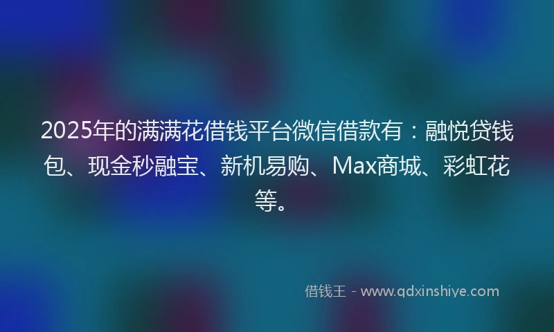 2025年的满满花借钱平台微信借款有：融悦贷钱包、现金秒融宝、新机易购、Max商城、彩虹花等。