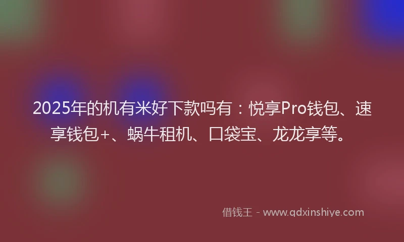 2025年的机有米好下款吗有：悦享Pro钱包、速享钱包+、蜗牛租机、口袋宝、龙龙享等。