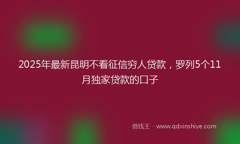 2025年最新昆明不看征信穷人贷款，罗列5个11月独家贷款的口子
