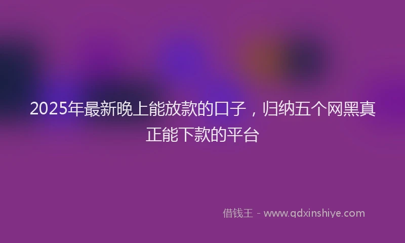 2025年最新晚上能放款的口子，归纳五个网黑真正能下款的平台