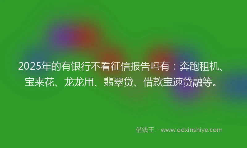 2025年的有银行不看征信报告吗有：奔跑租机、宝来花、龙龙用、翡翠贷、借款宝速贷融等。