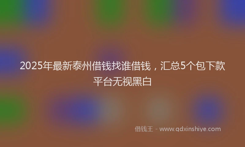 2025年最新泰州借钱找谁借钱，汇总5个包下款平台无视黑白
