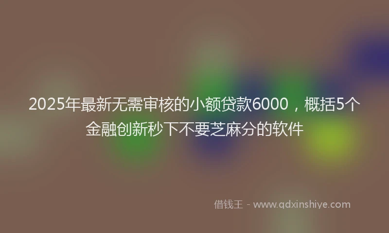 2025年最新无需审核的小额贷款6000，概括5个金融创新秒下不要芝麻分的软件